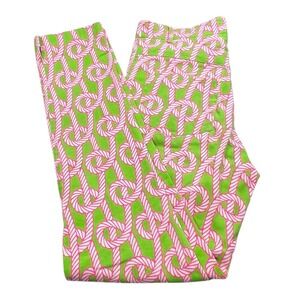 Gretchen Scott Womens XS Neon Green Rope Print Slim Leg Chino‎ Pants Mid Rise